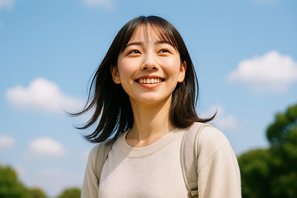 空を眺める女性