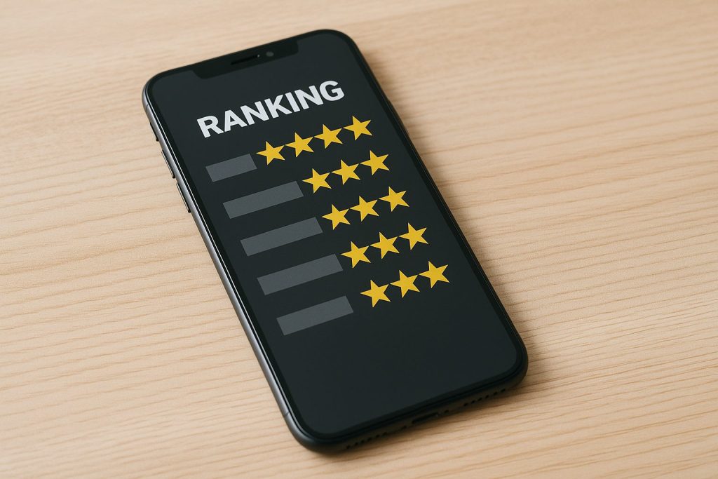 ランキングの星が表示されたスマホ