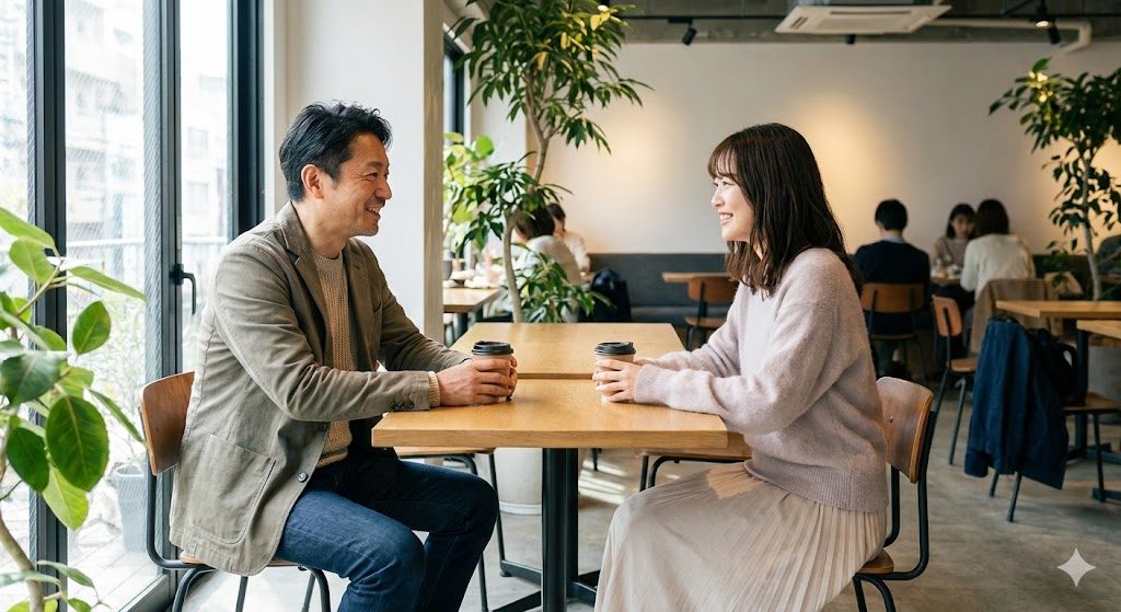 カフェで会う男女