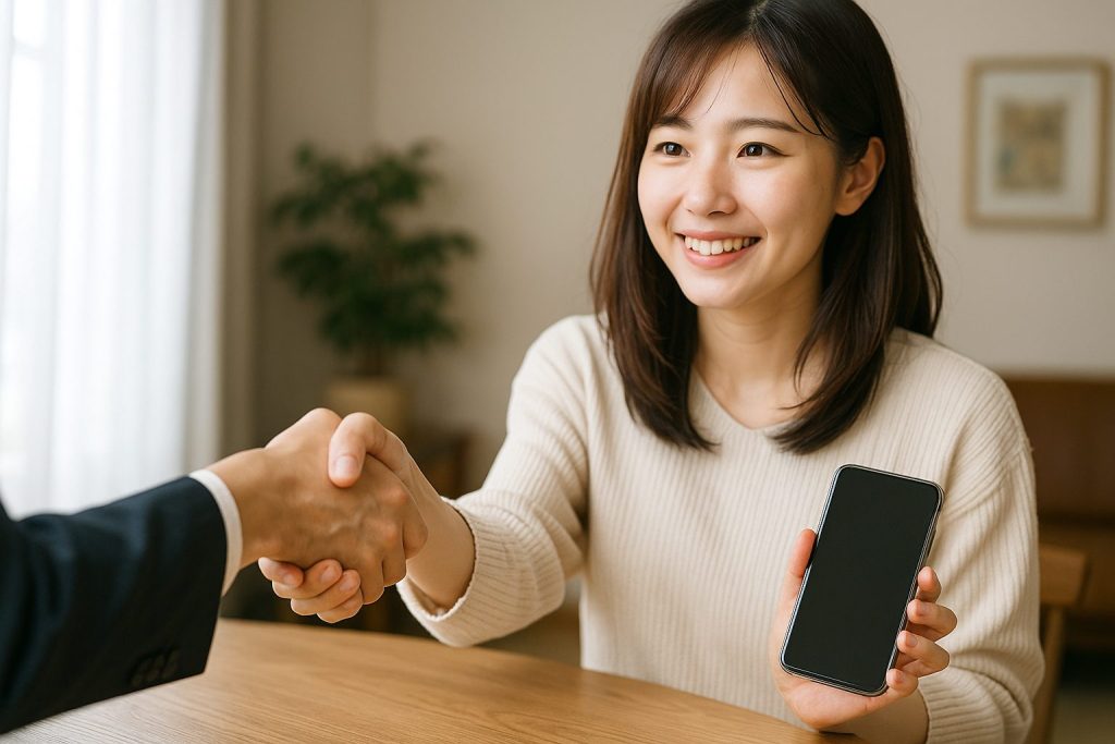 握手する男女