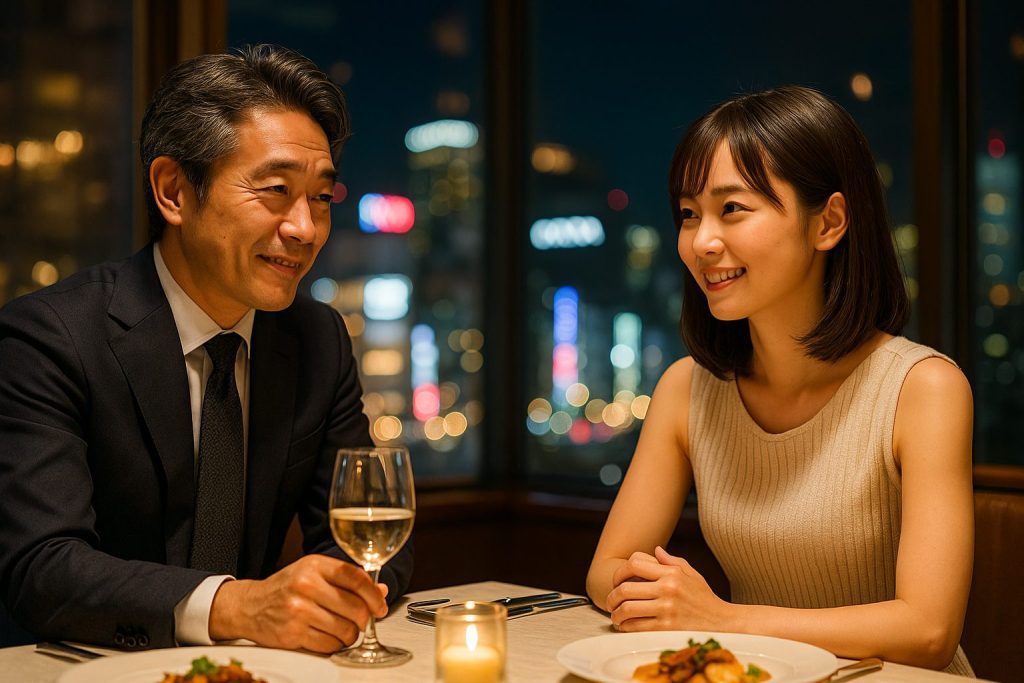 高級レストランで会う男女