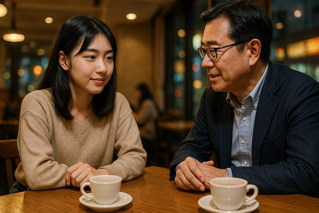 カフェで会う男女