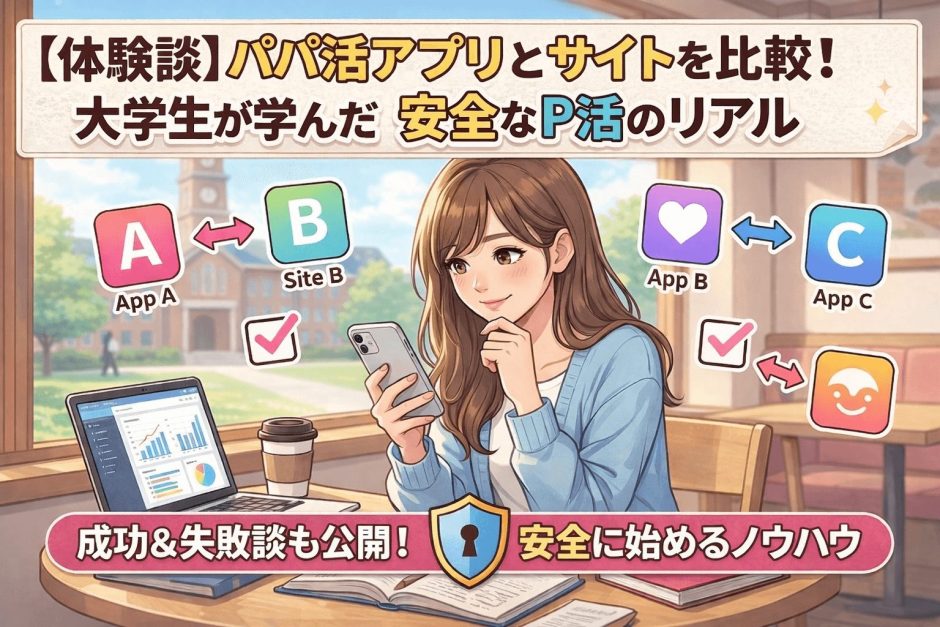 【体験談】パパ活アプリとサイトを比較！大学生が学んだ安全なP活のリアル