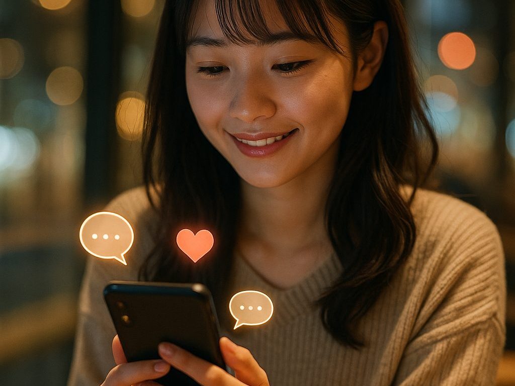 メッセージを送る女性