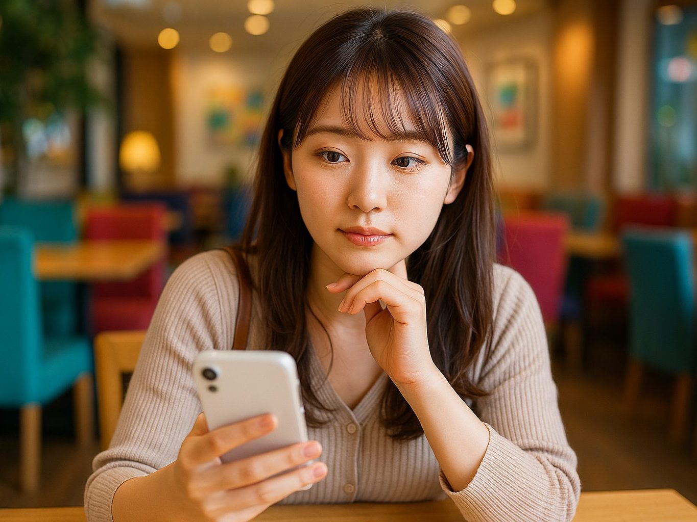 プチパパ活について調べる女性