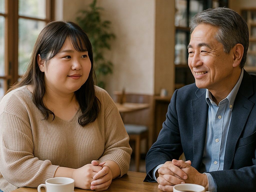 男性としゃべって自身を取り戻すぽっちゃり女子