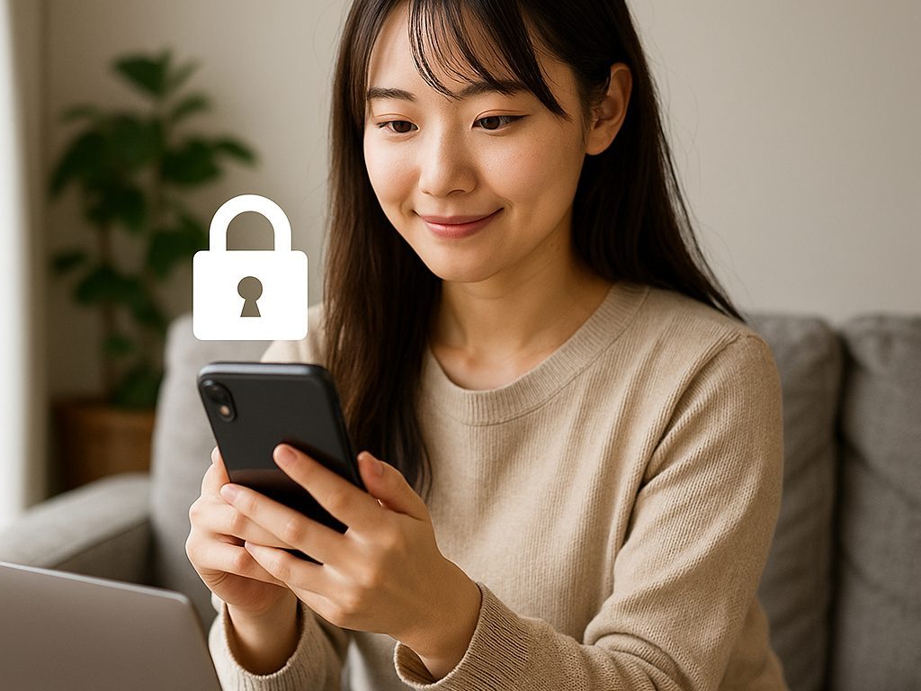 安全なアプリを使う女性