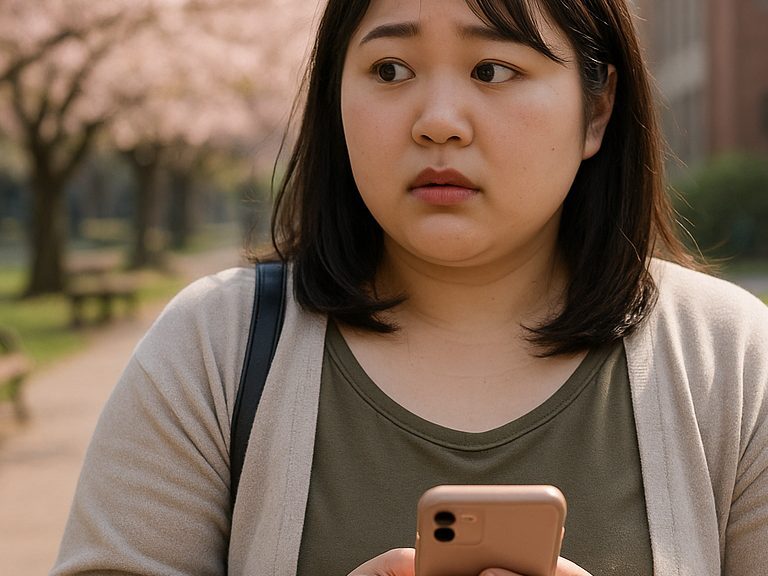不安に感じるぽっちゃり女性